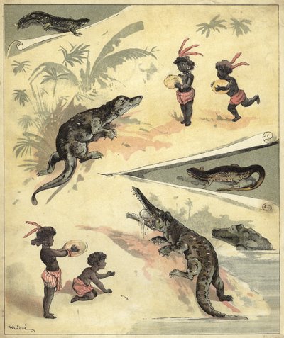 African Children Playing with Crocodiles by Richard Andre